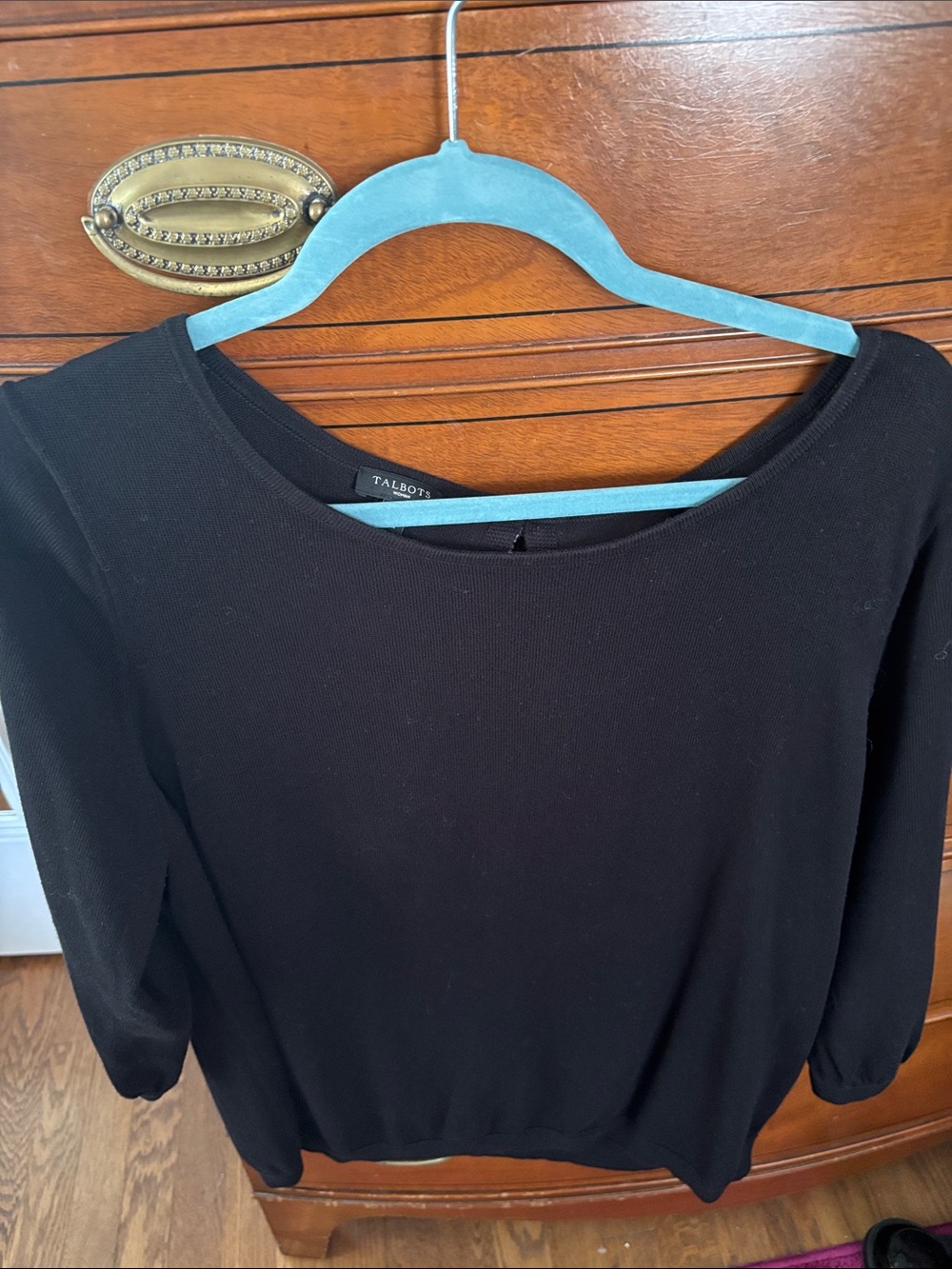 Talbots Black Long Sleeve Boatneck Sweater with Bows